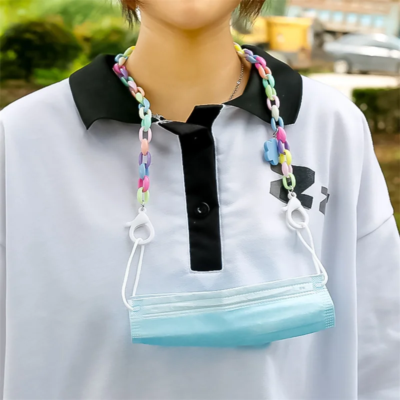 

New Cute Resin Flower Mask Chains Double Buckle Anti Lost Anti Slip Reading Eyewears Rope Sunglasses Neck Strap Lanyard