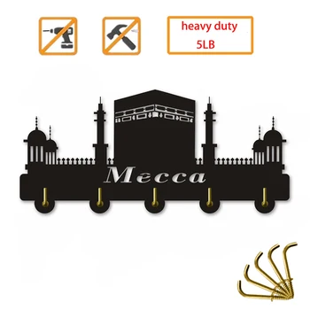 

Mecca City Holy Landscape Islam Building Door Wall Hook Hanger Handbag Bathroom Kitchen Retro Keys Holder
