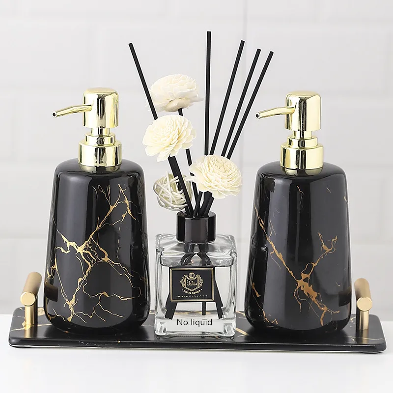 Decoration-Accessories Tray Soap-Dispenser Bathroom-Supplies Mouthwash-Cup Marble Ceramic