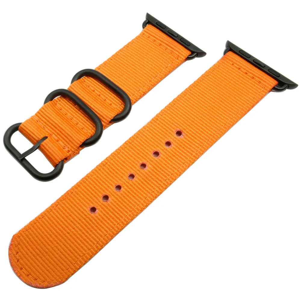 orange black clasp Лидер продаж, нейлоновый ремешок для наручных часов Apple Watch, версии 4/3/2/1, спортивный кожаный браслет, длина-44 мм, 40 мм, 42 мм, 38 мм, ремешок для наручных часов iwatch, ремешок - Цвет ремешка: orange black clasp