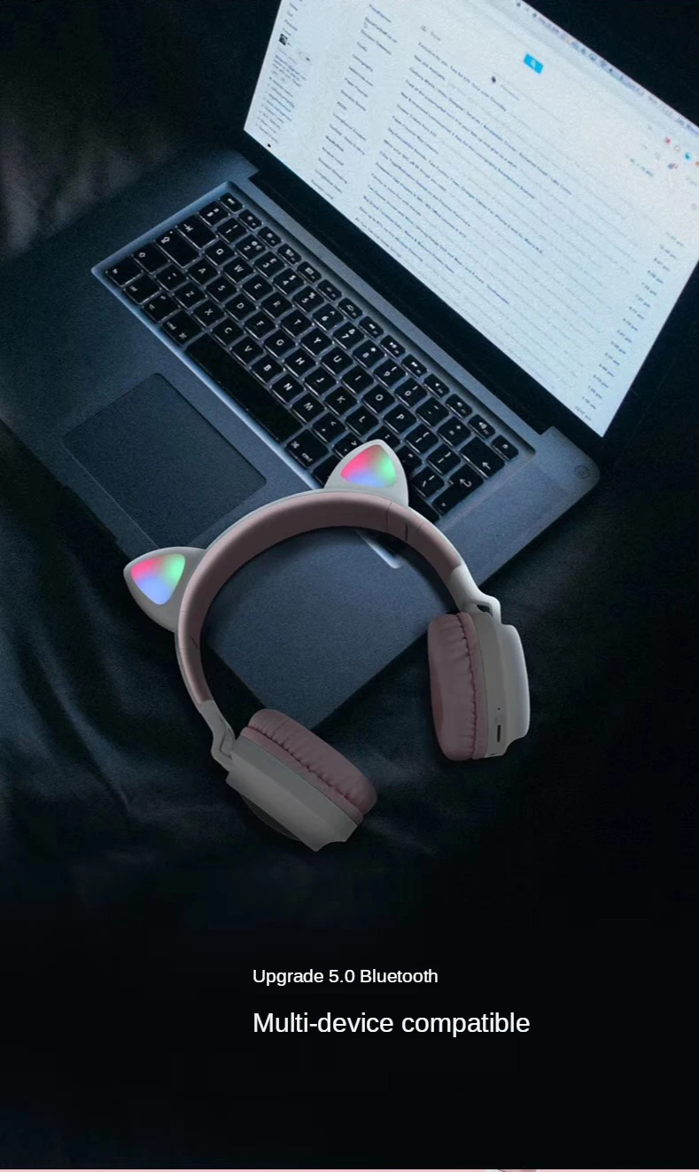Cute Cat Ear Wireless Headphones Bluetooth 5 0 Earphones Headphone Gaming head phone