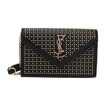 

New Fall Women's Bag Fashion Atmosphere Rivet Small Bag Chain Oblique Bag