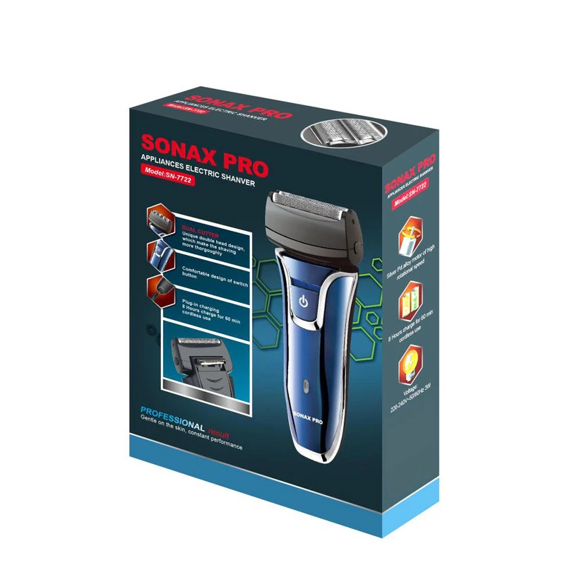 Портативная бритва Sonax Pro для мужчин, электробритва, перезаряжаемая, Беспроводная Бритва для мужчин, с двумя лезвиями, возвратно-поступательная Бритва для бороды, Shav