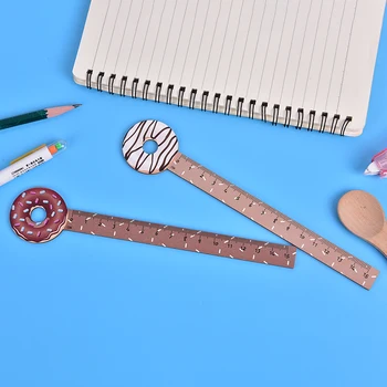 

1Pcs Drawing Kawaii Straight Ruler Creative Food Dessert Donut Shape Wooden Straight Ruler School Office Stationery Painting