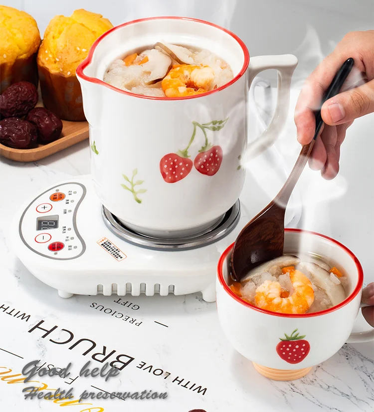 220V 600ML Ceramic/Glass Stewing Cooker Automatic Electric Slow Stewer Health Preserving Pot Tea Dessert Cooking Machine