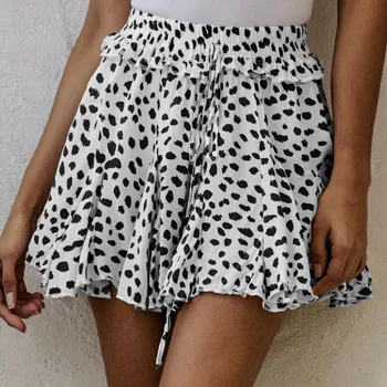

Women's skirt ladies bohemian flower sexy swing mini skirt elasticated high waist printed pleated beach A-line skirt