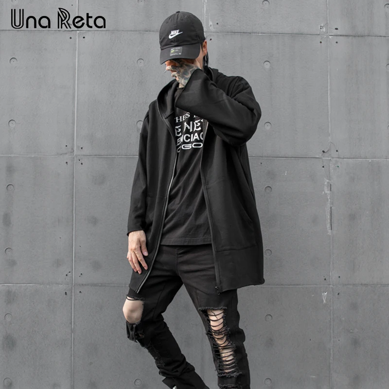 Una Reta мужские куртки и пальто новая мода черный плащ мужской повседневный Свободный плащ верхняя одежда Хип Хоп Уличная пальто с капюшоном