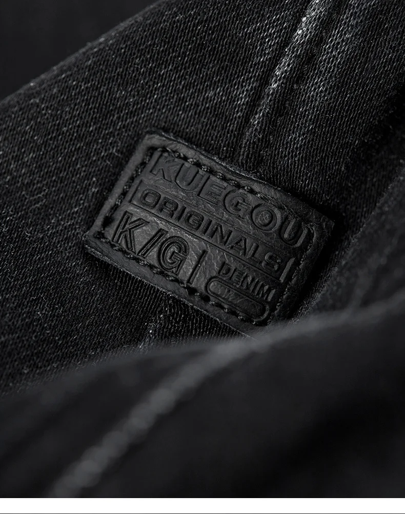 KUEGOU осенние хлопковые черные обтягивающие джинсы мужские уличные брендовые облегающие джинсовые штаны мужские байкерские классические Стрейчевые брюки 2979