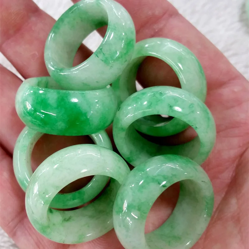 Горячая Распродажа натуральное зеленое кольцо с Жадеитом ручная резка Jadeite BanZhi