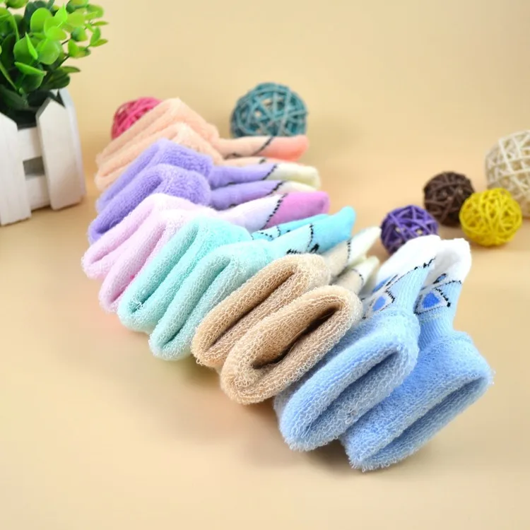 Теплые зимние носки из махровой ткани с рисунками для маленьких детей милые хлопковые носки для новорожденных мальчиков и девочек с изображением жирафа, медведя, кролика, кошки, собаки