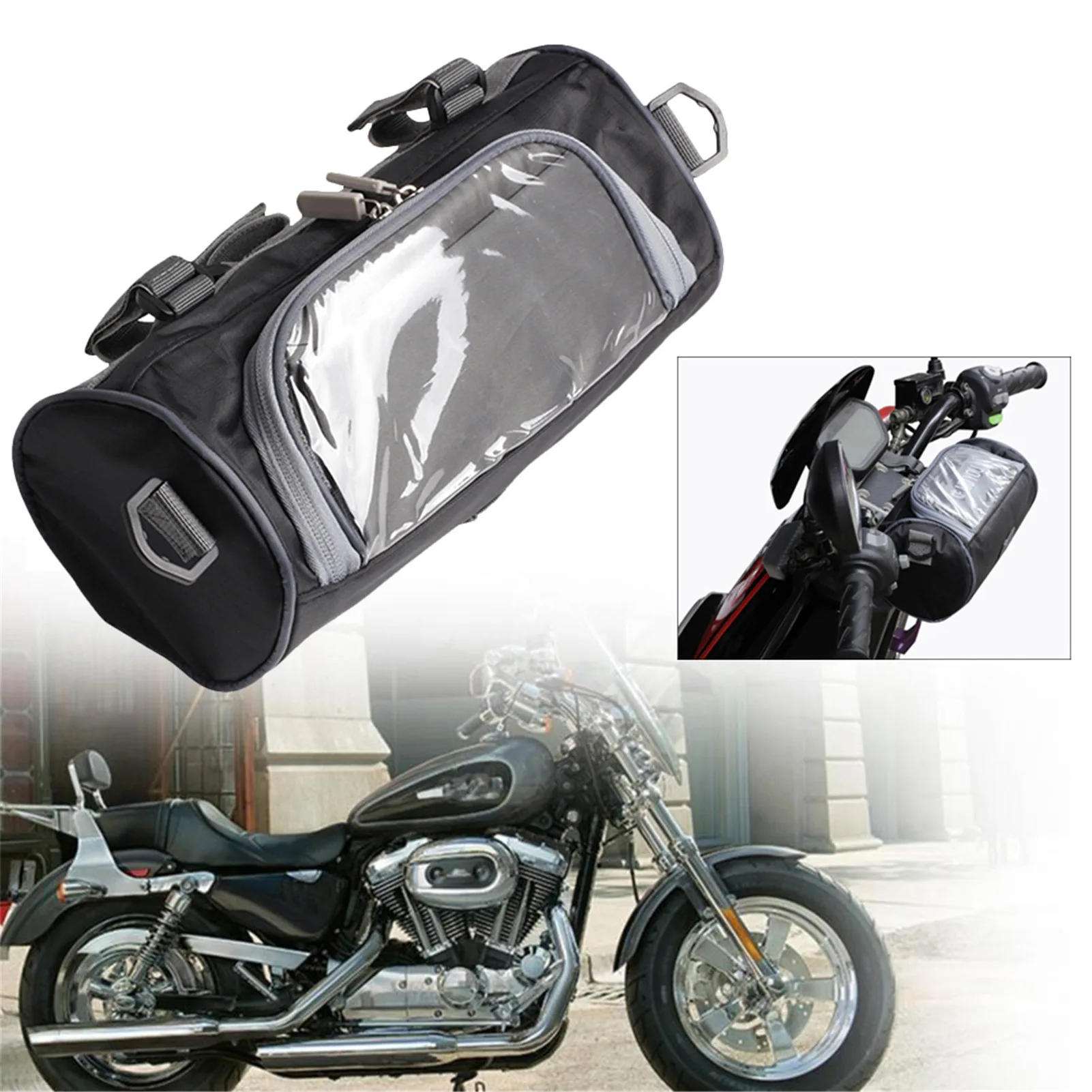 Motorcycle Handlebar Bag 2.5L Front Fork Head Storage Bag Electric Car Waterproof Touch Screen Storage For Moto Accessories