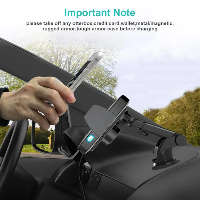 10W Qi Wireless Car Charger Phone Holder Fast Charging Automatic Clamping Car Mount For iPhone XS XR X 8 Samsung S10 S9 S8