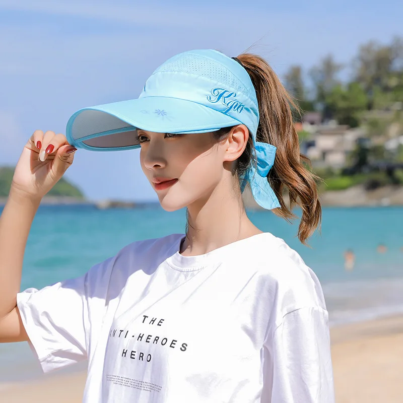 Summer Sun Hat Visor Caps Female Scalable Brim Empty Top Baseball Cap UV Protection Beach Sun Visor Hats For Women sun hats,ladies baseball caps,visor hat