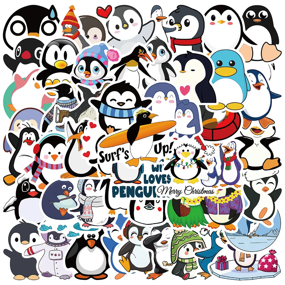 10/30/50PCS Cute cartoon penguin animal Stickers Fridge Guitar Laptop Motorcycle Luggage Skateboard PVC Graffiti Cool Sticker 50pcs cartoon sloths stickers for notebook laptop guitar fridge stationery scrapbook cute animal sticker pack kids toys