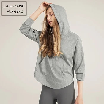 

Autumn Women's Loose Quick-Drying Sports Sweater Yoga Top Long-Sleeved Running Fitness Top Jerseys Wear A Hat Blouse Jacket