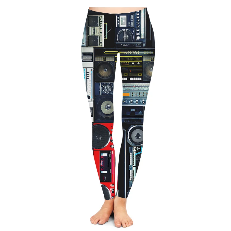 

Custom Made Hiphop Boombox Sublimation Printing Female Women Pants Leggings