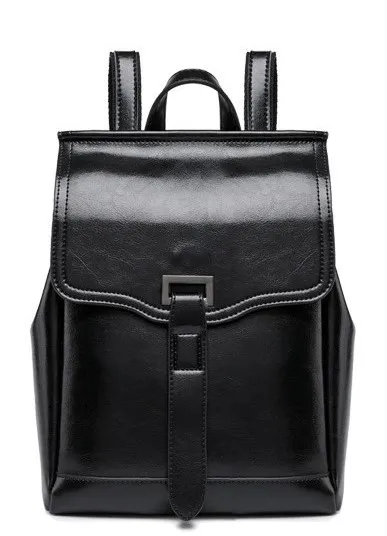 Tas wanita модный тренд женский рюкзак из натуральной кожи - Color: black