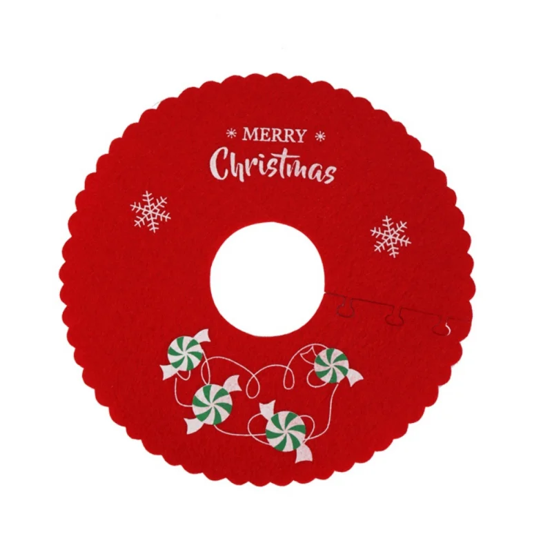 

Christmas Non-Woven Fabric Tree Skirt Ruffle Edge Xmas Tree Foot Cover Carpet Merry Christmas New Year Decoration