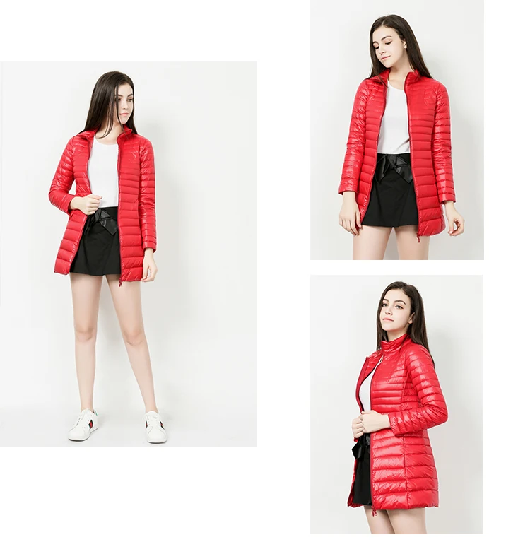 New Women's slim down jacket Winter Down Coat stand collar zipper jacket Casual Warm Parka Snow Outwear slim fit