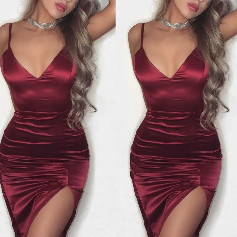 Женское Клубное сексуальное платье 2020 женское летнее Короткое мини с v образным
