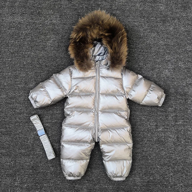 Зимние комбинезоны для новорожденных, зимний комбинезон для маленьких мальчиков и девочек, куртка-пуховик на 90% белом утином пуху, уличная одежда, утепленный комбинезон для малышей