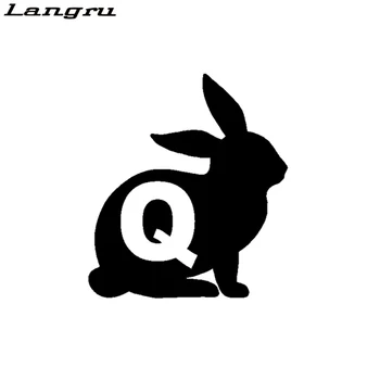 

Langru 14CM*15.8CM Cartoon Fun Rabbit Q Qanon Vinyl Car Sticker For Decal Car Accessories Jdm
