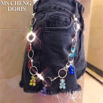 

Punk Hip-hop Trendy Summer Candy Color Resin Gummy Bear Waist Chain Pants Chain Street Trousers Keychain Jewelry Jeans Gifts