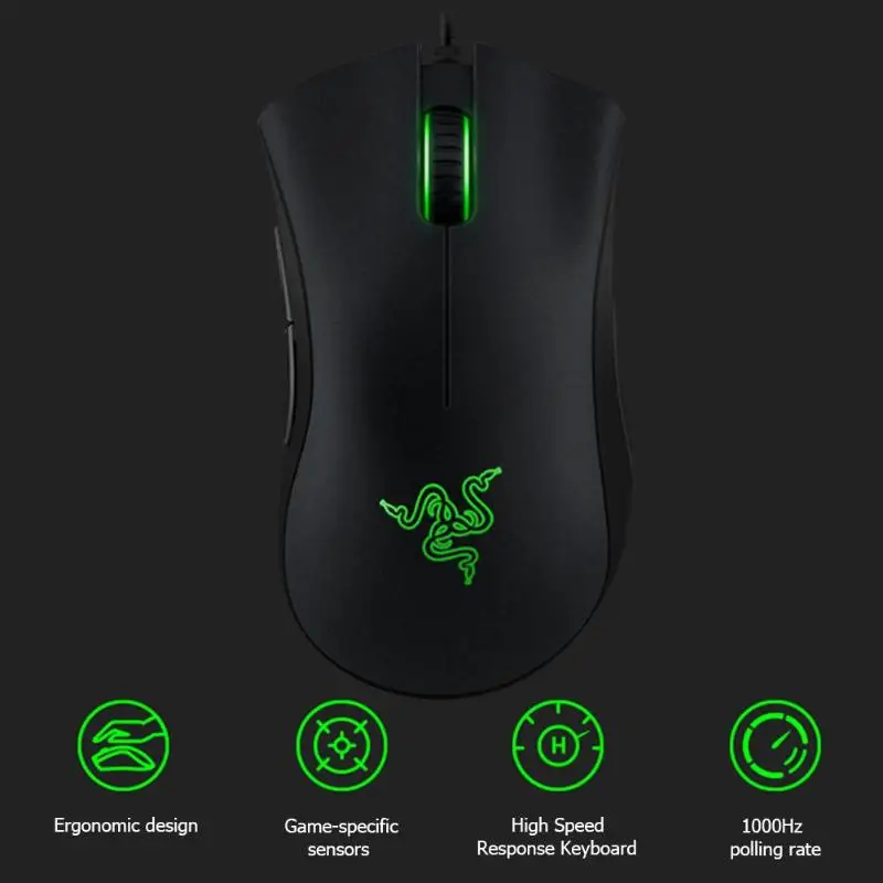Razer Deathadder Эфирная мышь профессиональная Проводная игровая мышь USB 2000 dpi освещение эргономичные оптические мыши для компьютера PC Новинка