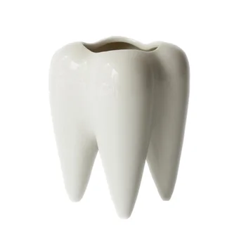 

Ceramic Plants Flower Pots Meat Plant Pot Container Desktop Decoration Plants Supplies Tooth Shape Home Ornaments(White)