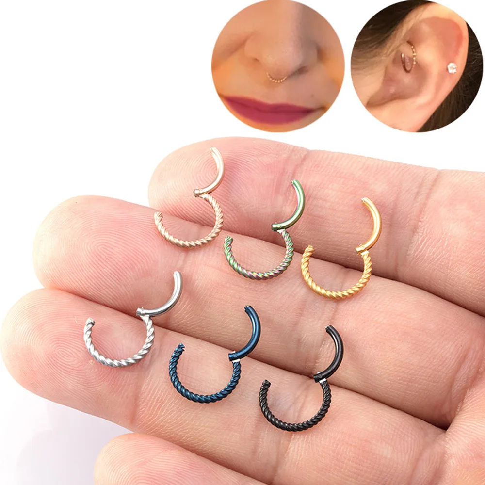 1Pc 16G 6-12mm Surgical Steel Piercing Rings For Nose Ear Lip Septum Gold Color Hinged Seamless Nose piercing jewelry nose rings body piercing jewelry body jewelry