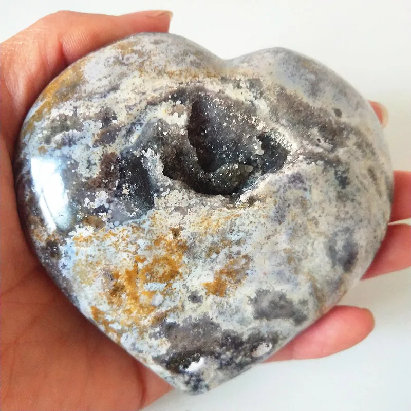 Natural sea jasper stone sea gem heart crystal stone mineral specimen crystal ston
