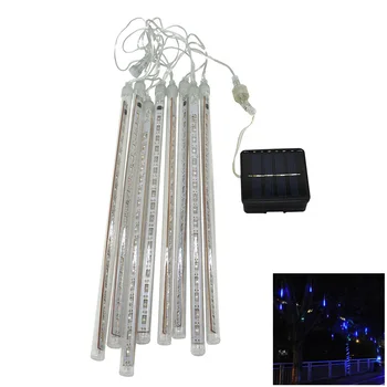 

Tube String Outdoor RGB Waterproof UV Solar Power Wedding Indoor Rain Drop Party Favor Meteor Shower Light String 30cm