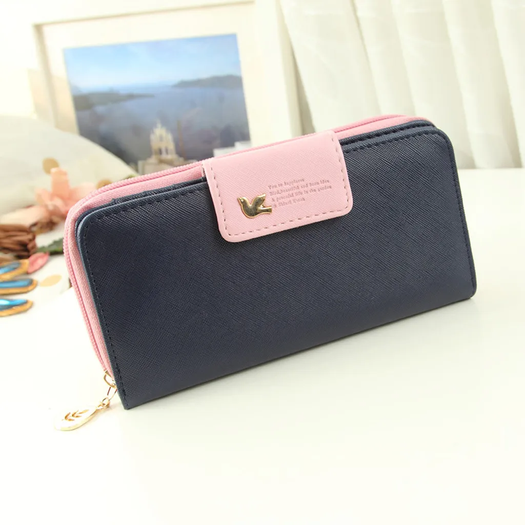 Big Capacity Women Purses Long Zipper Coin Purse Holder Wallets Ladies Clutch Change Purse Female Fly Bird Print Money 823