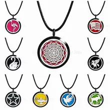Мандала, черный, белый цвет, 30 мм, 316L, нержавеющая сталь, диффузор, ожерелье, подвеска, ароматерапия, масло, парфюм, ожерелье для женщин, 10 шт., подушечки