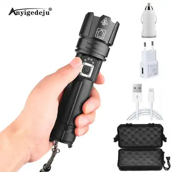 

XHP70 Power Bank Powerful P70 LED Flashlight Torch Rechargeable Light AAA & 18650 & 26650 Battery Flash Lamp Lantern Aluminum