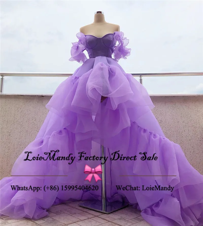 Lavender Organza Prom Dresses Long Formal High Low Evening Dress Party Gown  For Women Fashion Plus Size Vestidos De Fiesta - Prom Dresses - AliExpress