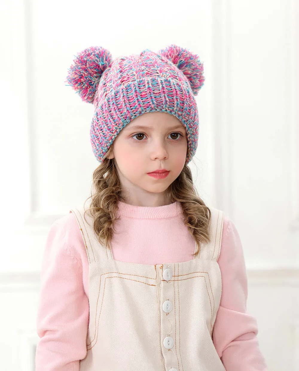 Г. Зимние шапочки, детская шапка с помпоном, зимняя детская шапка, вязаная Милая шапка для девочек и мальчиков, повседневные однотонные детские шапки для девочек