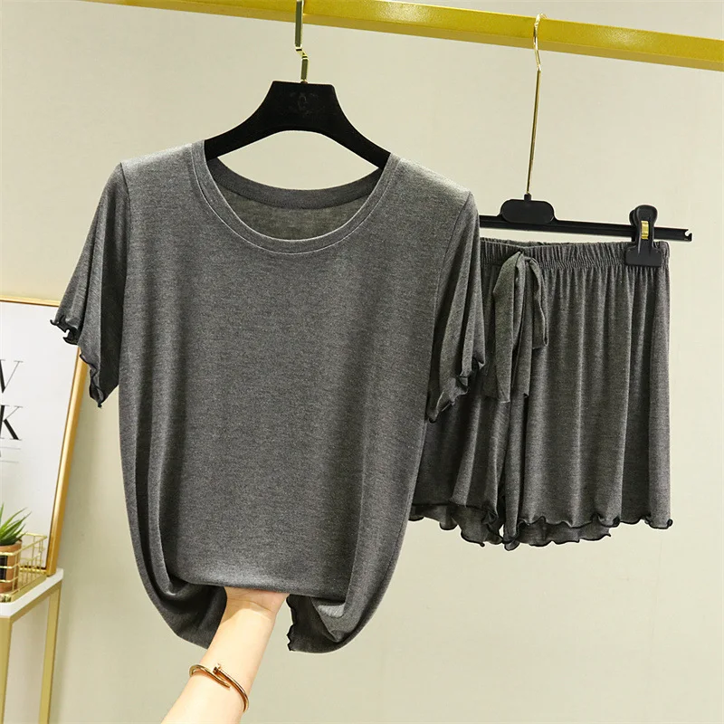 M-3XL Plus Size Pajamas Women Loose Short Sleeve Student's Sleepwear Set Modal Summer Home Suit New Pijamas Female Nightwear
