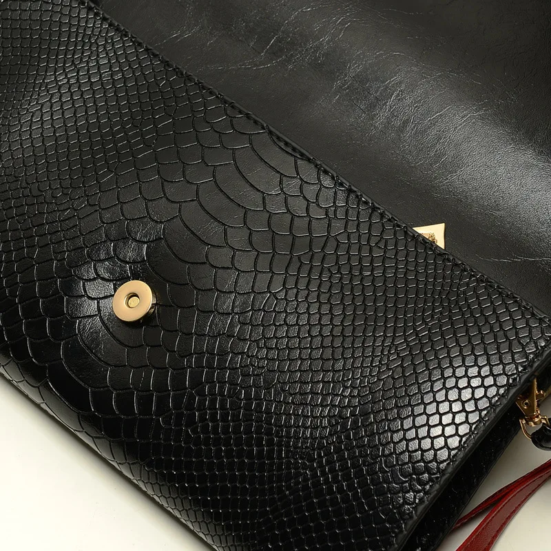 

2019 New Style Europe And America Fashion Snakeskin Crocodile Pattern Carrying Clutch Bag Dinner Document Shoulder WOMEN'S Bag