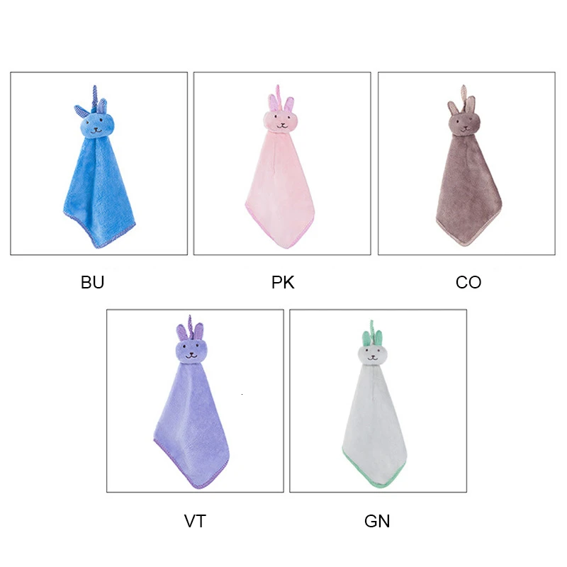 1PC 45x20cm Baby Hand Towel Cartoon Animal Rabbit Plush Pink Blue Color Kitchen Soft Hanging Bath Wipe Towel