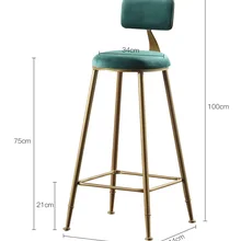 75 см высокий барный счетчик высокий стул с низкой спинкой/позолоченные металлические ножки
