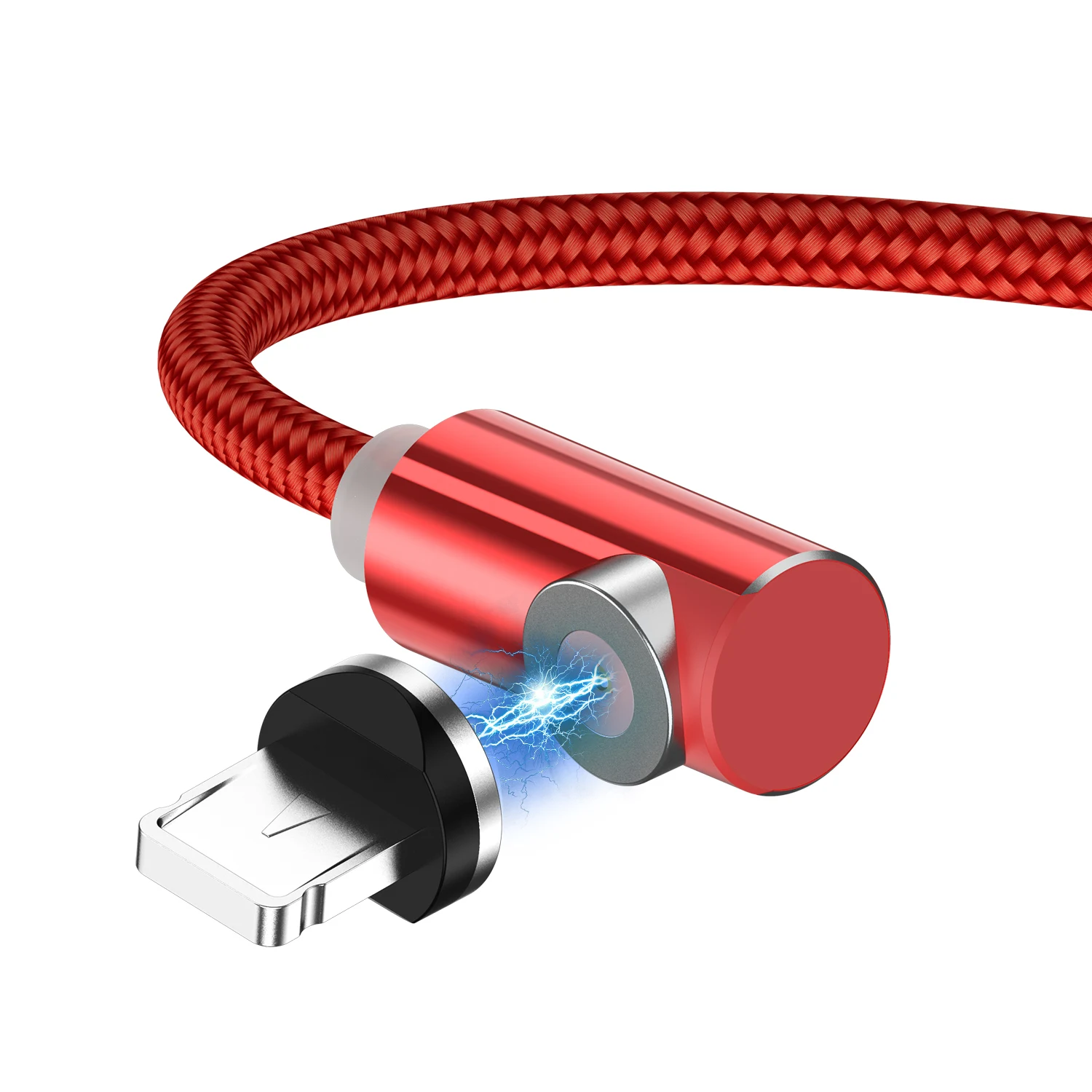 GTWIN Магнитный Micro USB кабель 90 градусов для iPhone 7 Магнит USB C локоть зарядки для huawei type C Android мобильного телефона зарядное устройство - Цвет: For iPhone Red