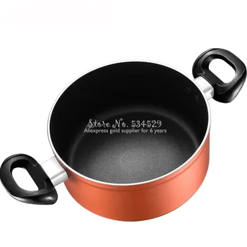 

25%Grand 20cm Aluminum alloySoup pot with Double thick Bottom 2 Anti-scald Handle Non-Stick Sauce Pot With Glass Lid