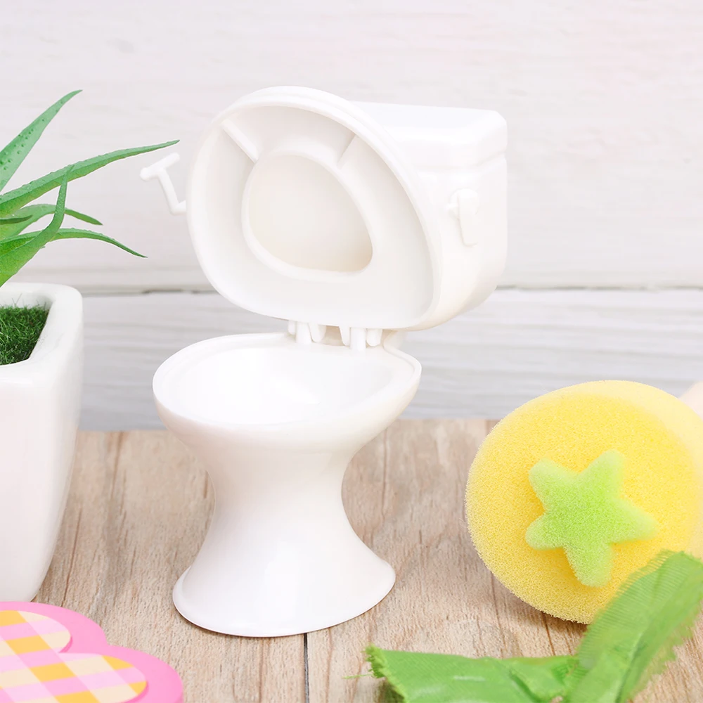 White Mini House Decoration Toys Bathroom Ornament Miniature Toilet Doll Accessories Dollhouse Furniture Display Model 3