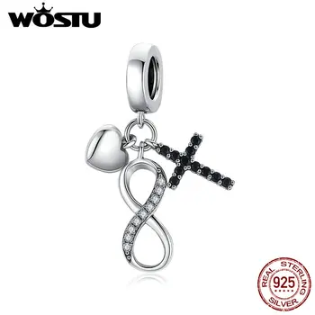 

WOSTU 2020 Infinity Symbol Pendant 100% 925 Sterling Silver Infinity Love Charm Beads Fit DIY Making Bracelet Jewelry BKC1713
