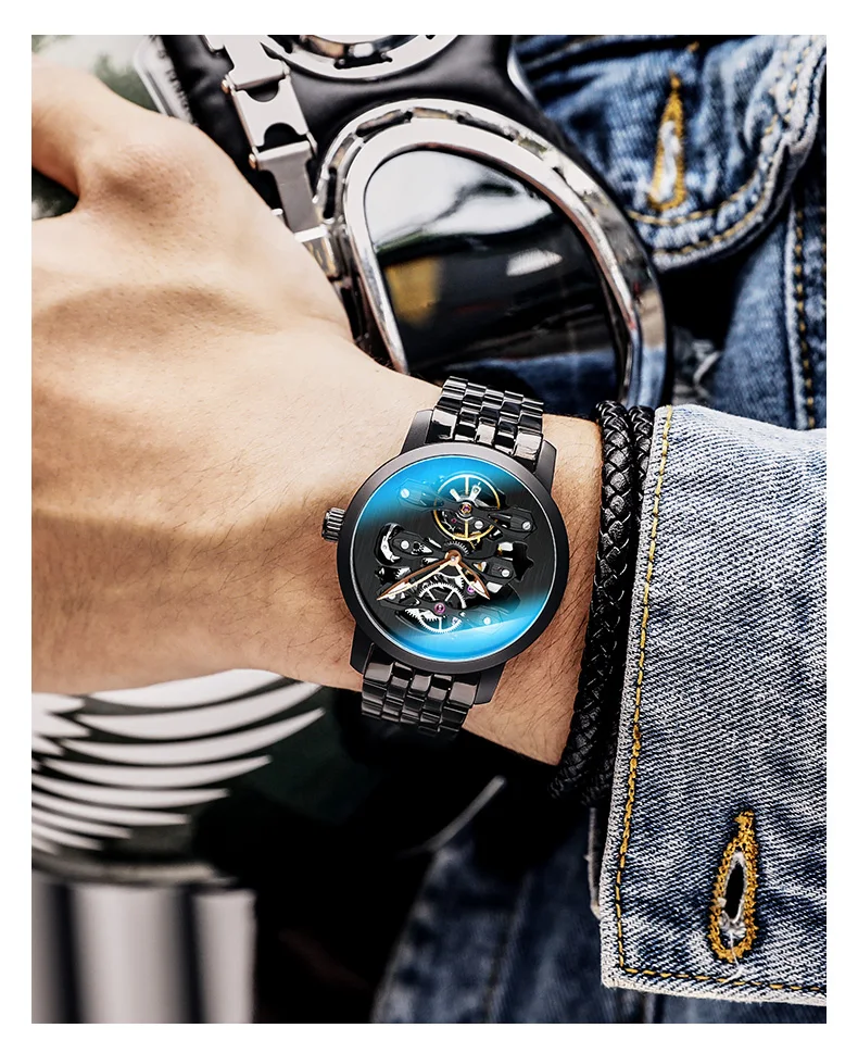 AILANG, мужские часы, Лидирующий бренд, роскошные механические часы, мужские автоматические наручные часы с большим циферблатом, Tourbillon, часы с скелетом, водонепроницаемые