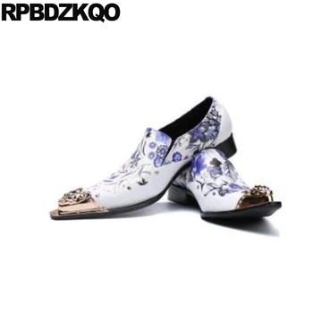 

white italian plus size floral metal toe Italy black 11 runway genuine leather cow slip on men shoes luxury brand 46 fashion
