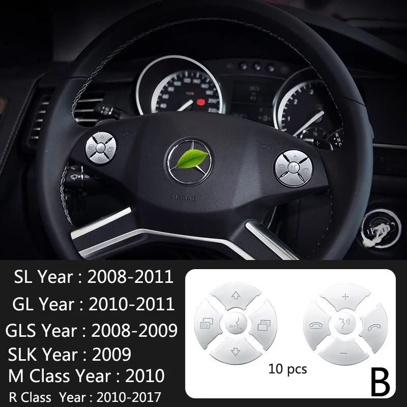 B Type Автомобильный интерьер, кнопки на руль, наклейки, аксессуары для Mercedes Benz A B C E S ML, класс GLA GLC CLA CLS GLE GLS GLK - Название цвета: B Type
