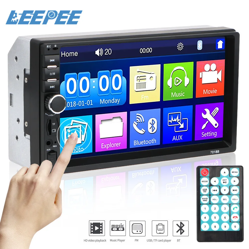Автомагнитола 2 Din мультимедийный плеер с сенсорным экраном HD 7 дюймов MP5 Bluetooth USB TF
