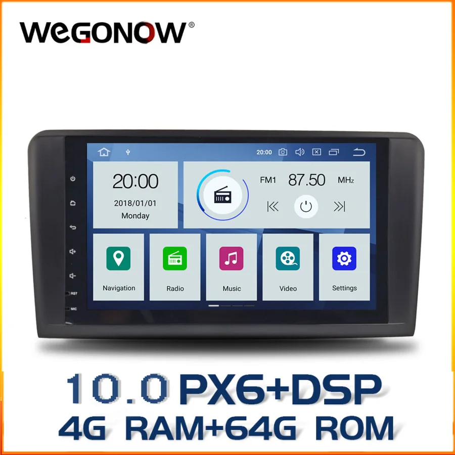 DSP PX6 IPS 9 &quotAndroid 10 4 Гб + 64 ГБ Автомобильный dvd плеер радио Bluetooth 2 для Mercedes Benz W164 ML300 ML350
